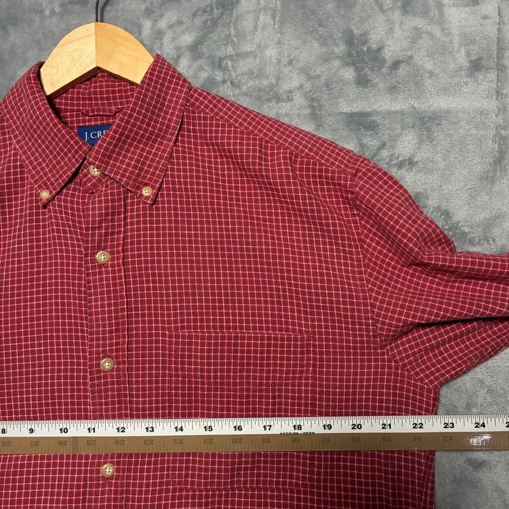 J‎ Crew Red Plaid Button Down Long Sleeve Shirt Men's S Cotton